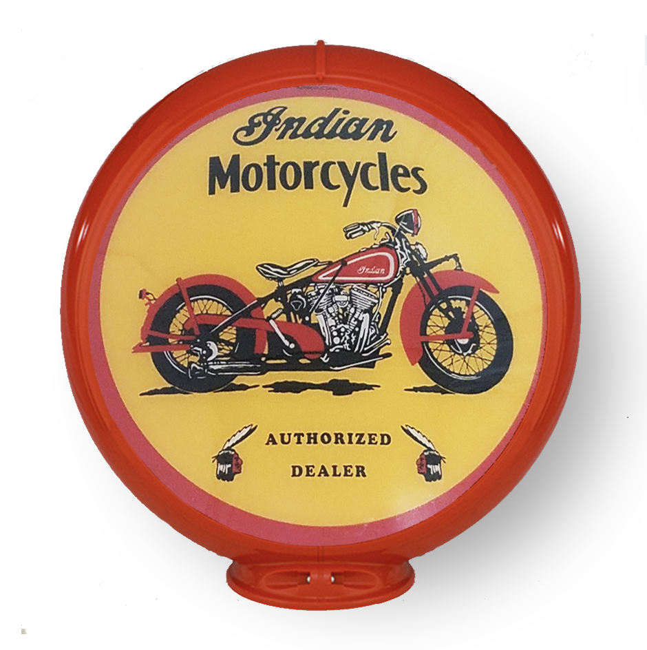 READY FOR DISPLAY!! SHIPS ASSEMBLED INDIAN MOTORCYCLE 13.5" Gas Pump Globe 